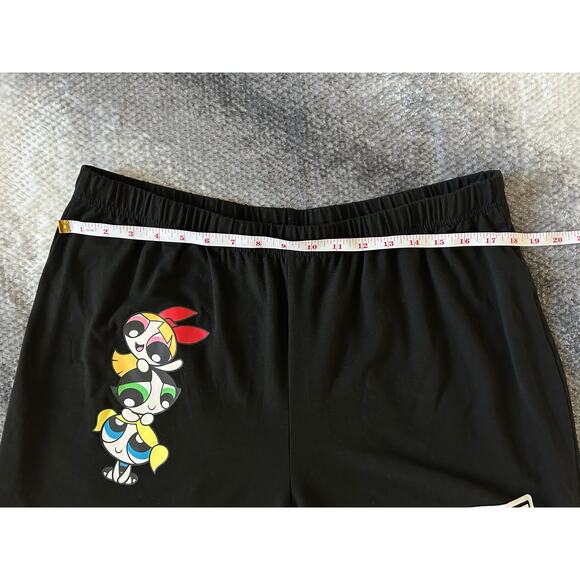 Romwe Powerpuff Girls Cartoon Letter Graphic Biker Black Shorts Plus Size 3XL - Picture 9 of 14